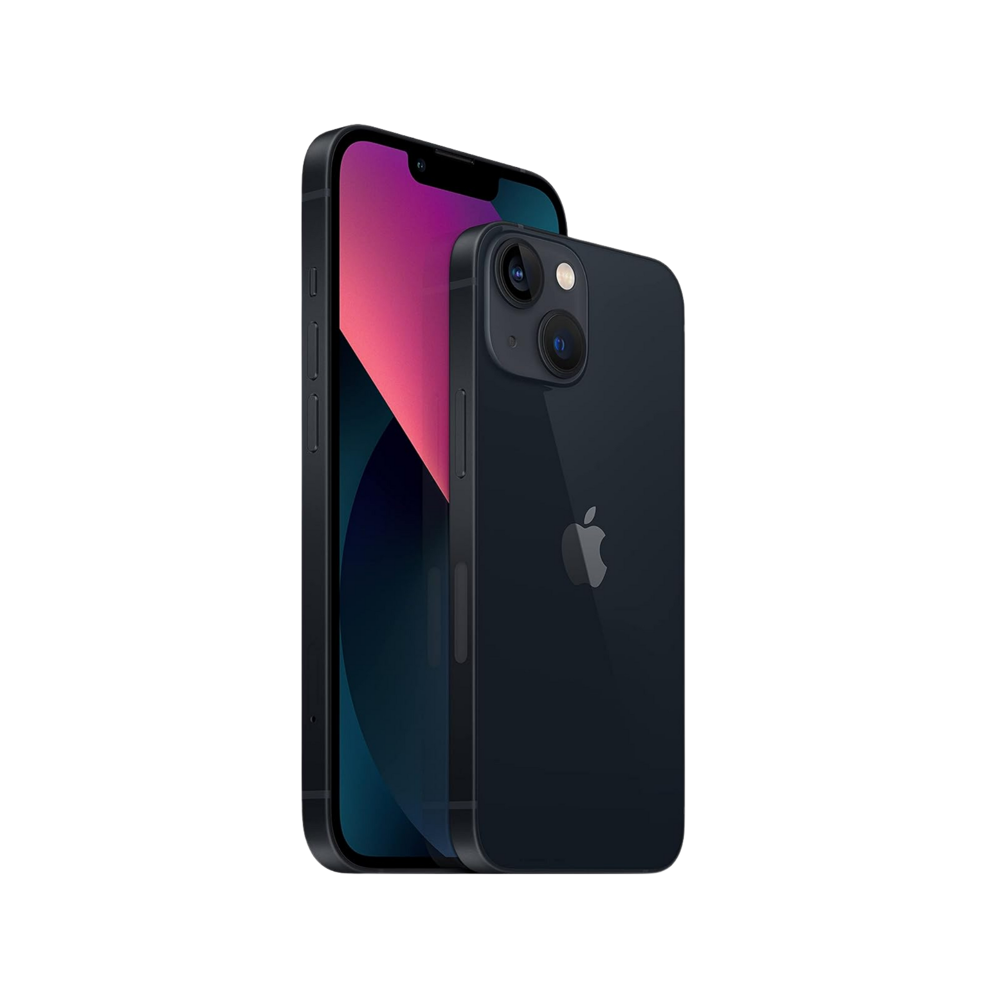 A black Apple iPhone shown from both the front and back angles against a solid white background.