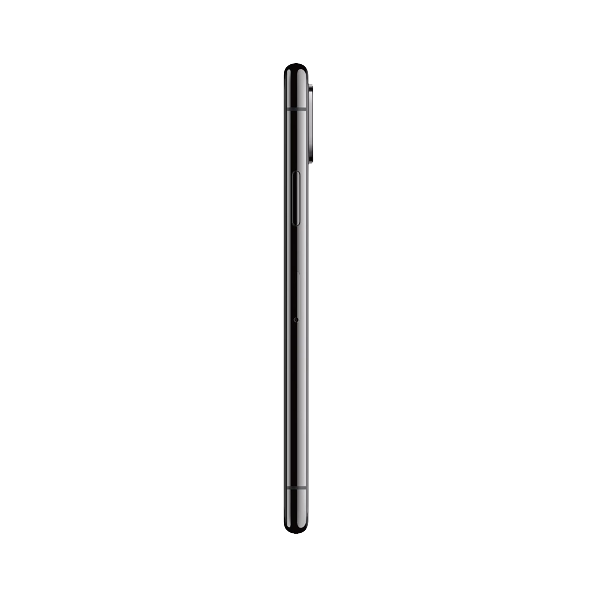 Apple iPhone XS Black side profile showing slim stainless steel frame and power button