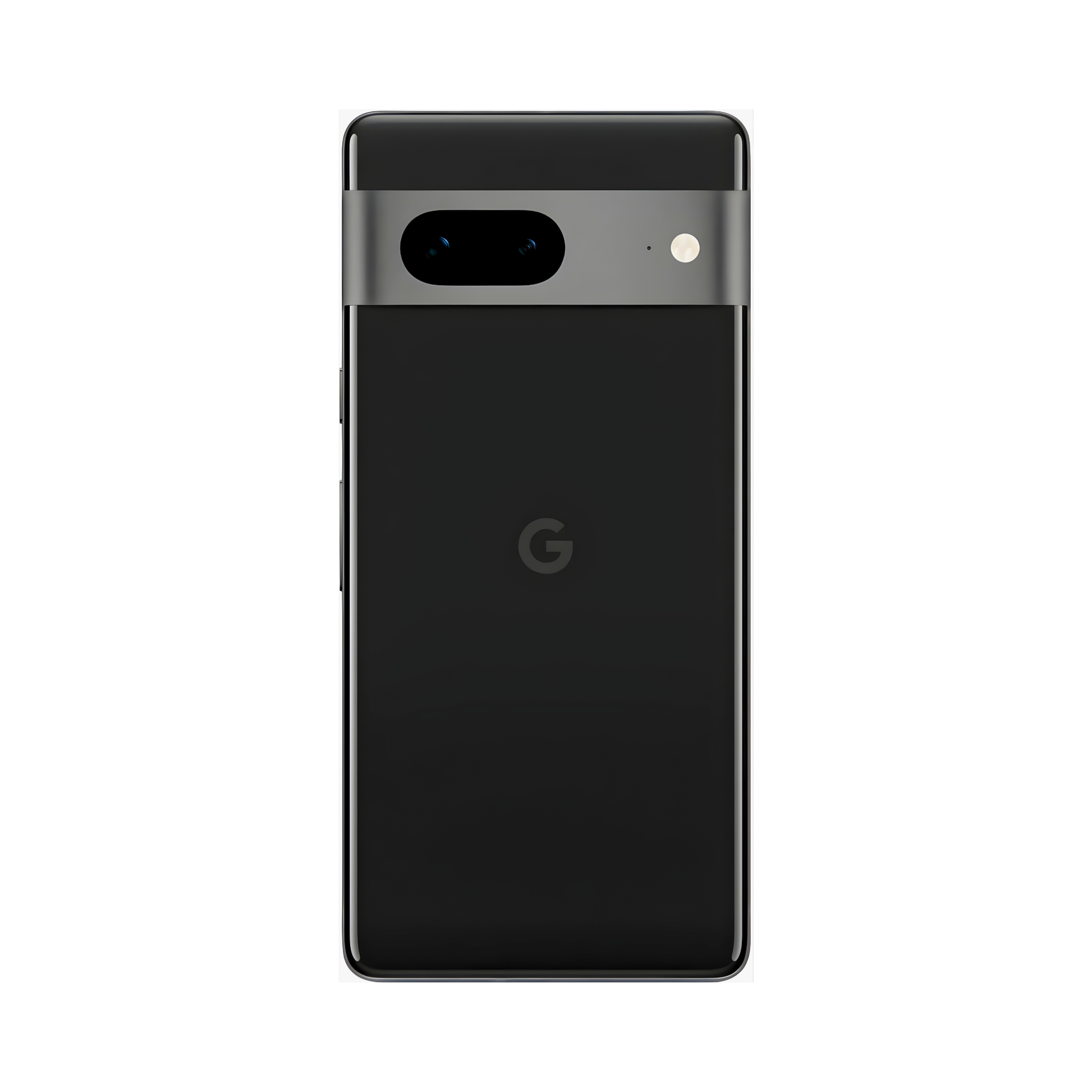 Google Pixel 7 rear panel Obsidian black with 50MP camera bar and Google G logo