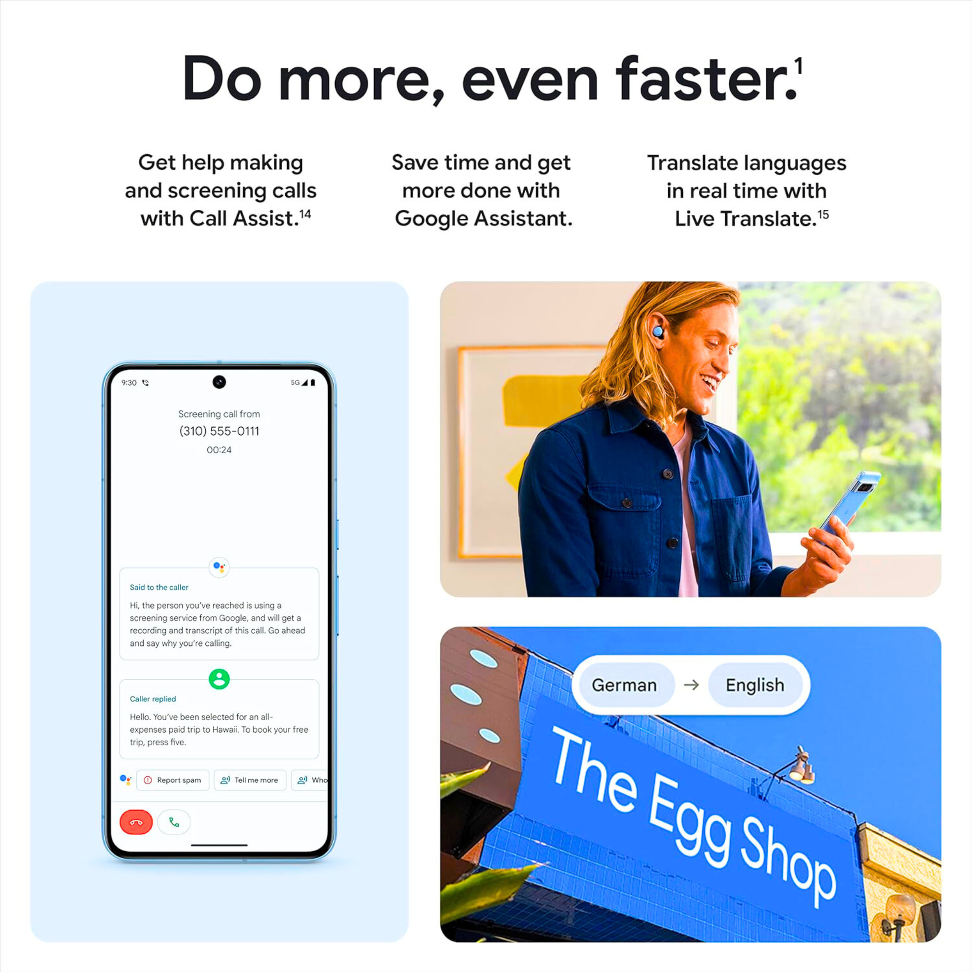 Google Pixel 8 Pro AI features including Call Assist Google Assistant and Live Translate