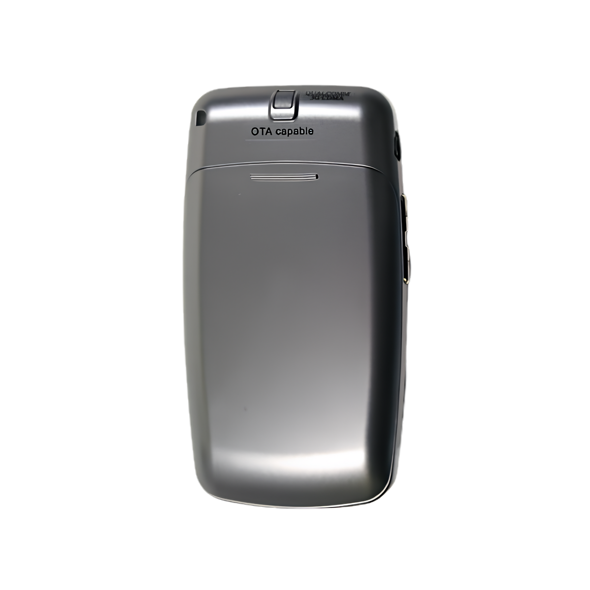 A silver-gray BlackBerry smartphone shown from the back, featuring the BlackBerry logo and 'OTA capable' text on a plain white background.