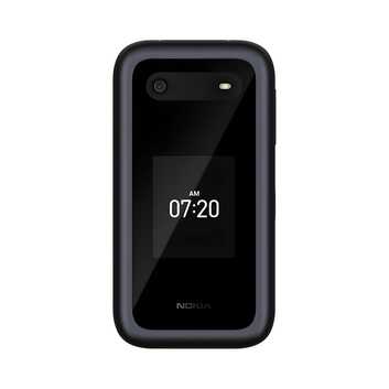 Nokia 2780 Flip Black closed front showing outer display 5MP camera and Nokia branding