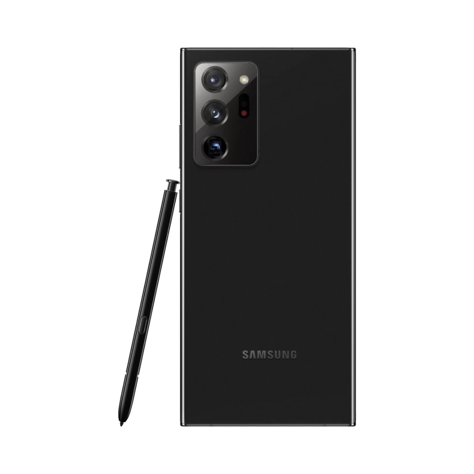 Samsung Galaxy Note 20 5G rear view showing triple camera and Mystic Black finish