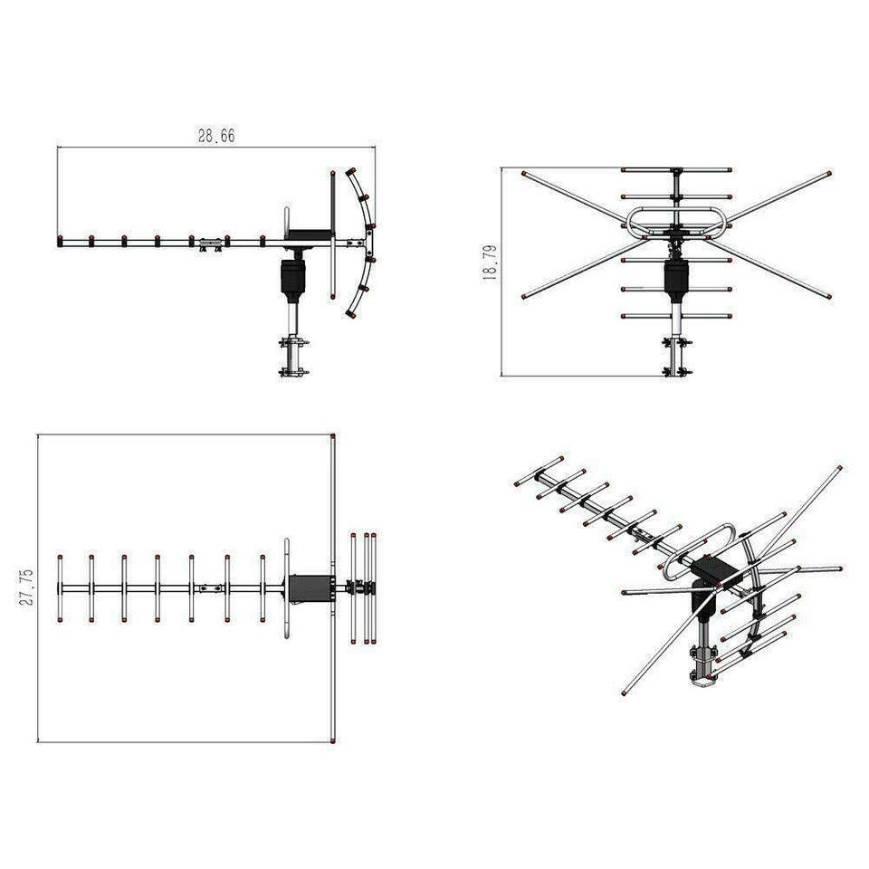 990 Miles HD 1080P Outdoor Amplified HDTV Digital TV Antenna Long Range VHF UHF - Beast Communications LLC